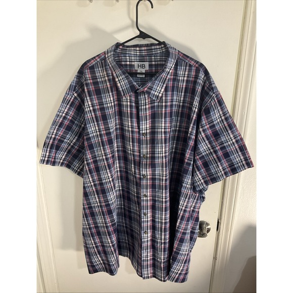 Harbor Bay Other - HB Harbor Bay Men's 6XL Button Front Shirt Short Sleeve Red Plaid